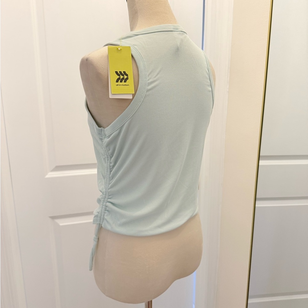 ALL IN MOTION RUCHED MINT GREEN TOP MEDIUM NWT - Picture 4 of 7